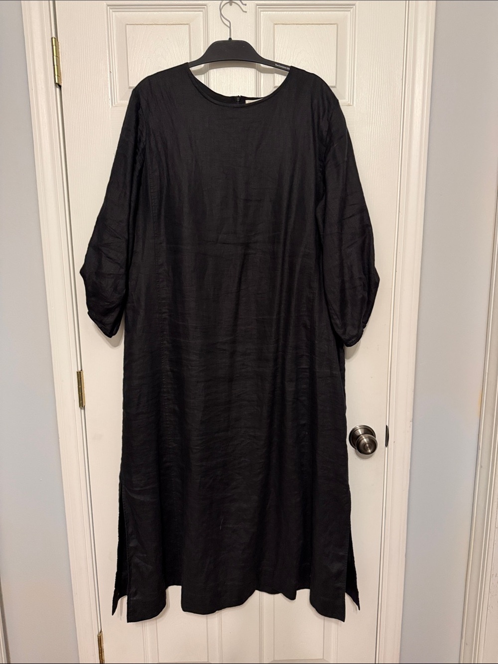 EUC Everlane The Linen A-Line Midi Dress Black Size 16